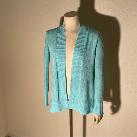 Lilly Pulitzer Aqua Blue Isle Cardigan XS sweater surf blue light open front - Picture 2 of 11